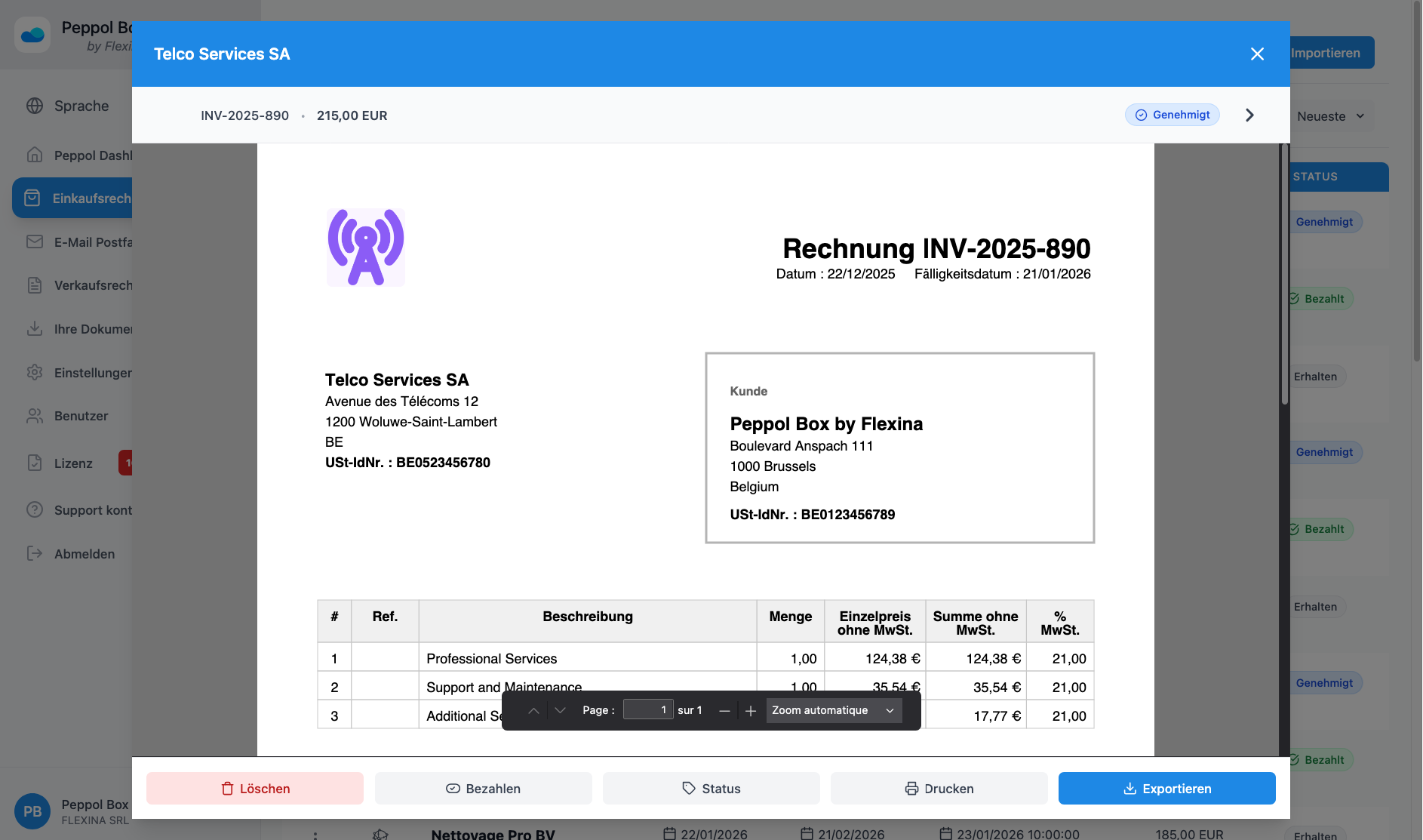 Purchase invoice detail view