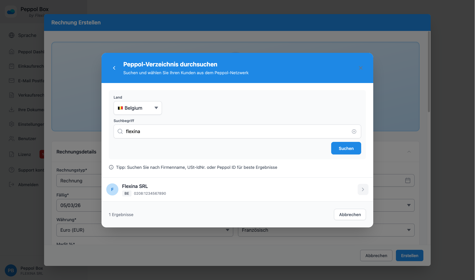 Customer selection interface