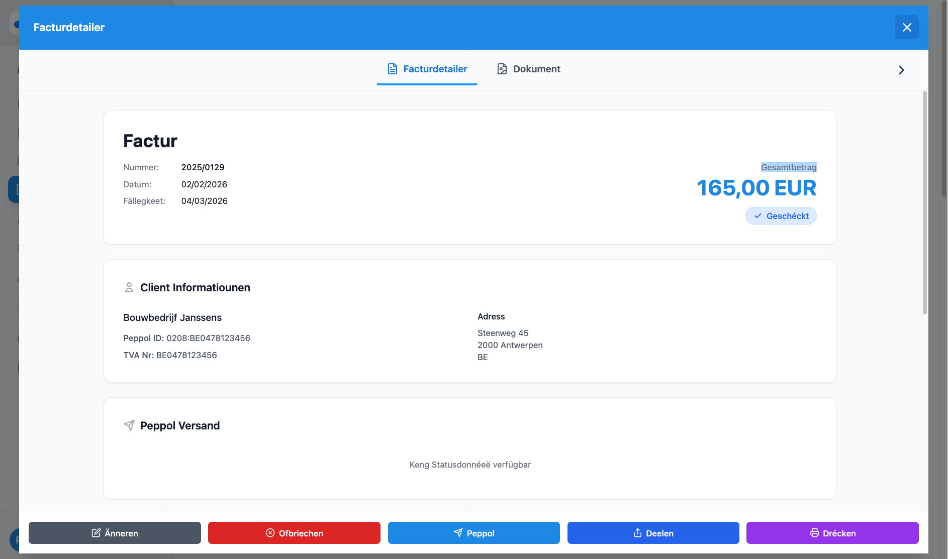 Invoice preview interface