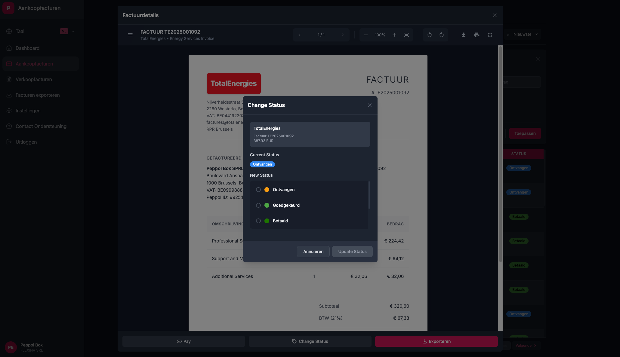 Purchase invoice workflow processing