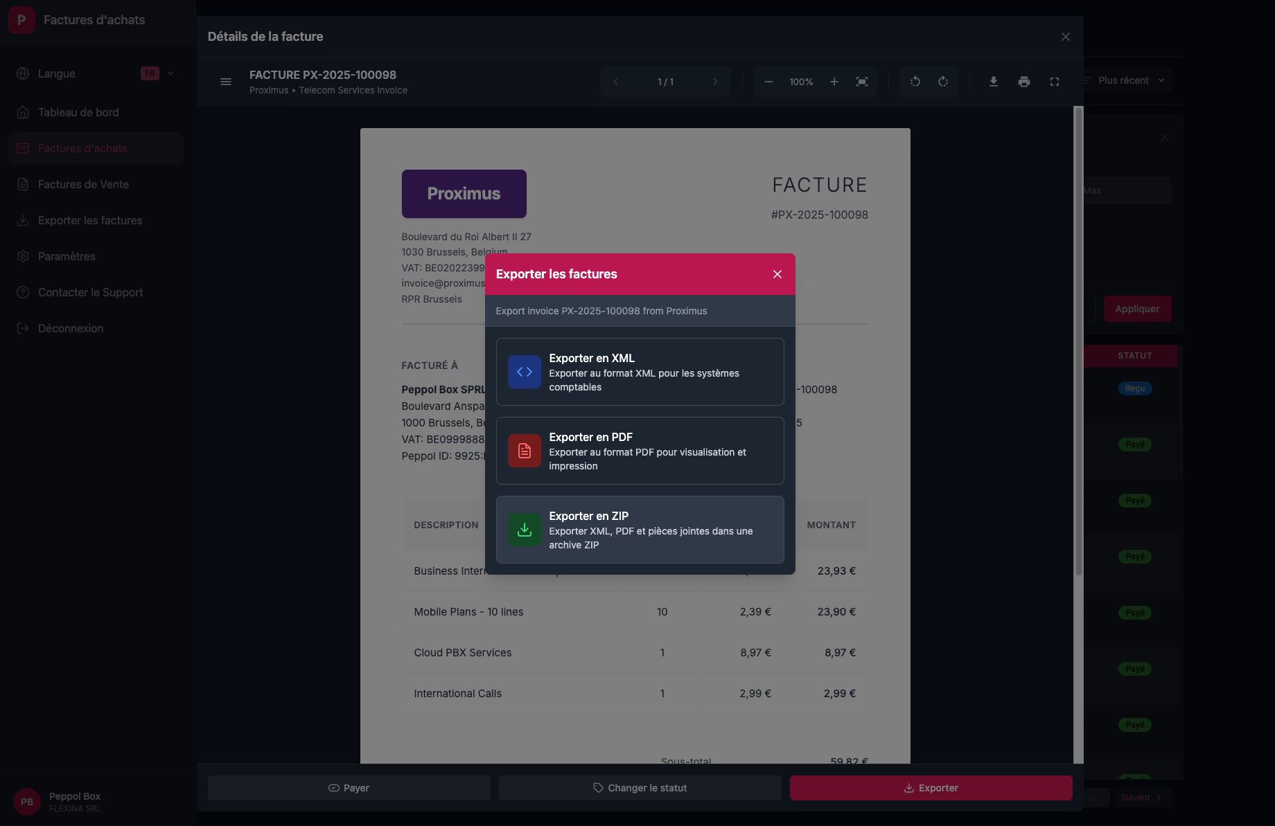 Purchase invoice import interface