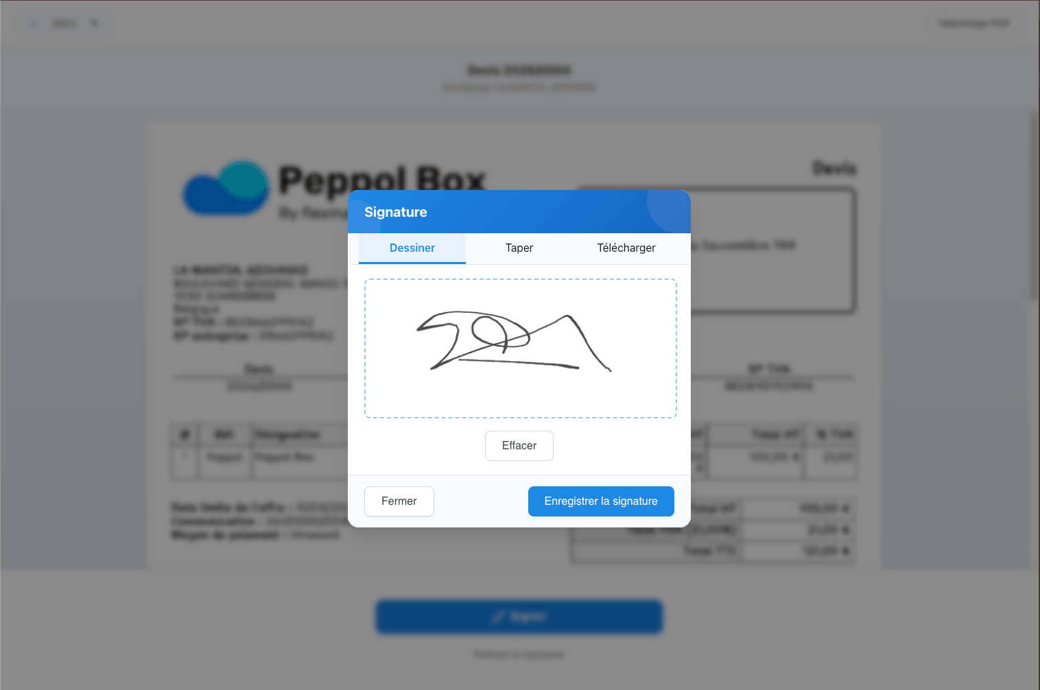 Module devis Peppol Box